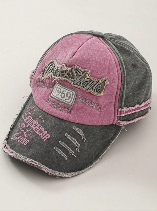 Distressed Edge Faded Music Festival Y2K Streetwear Style Embroidered Washed Letter Vintage Baseball Cap