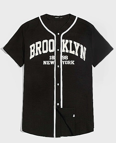 Summer New Broklyn Printed Oversized Black Blouse Women Streetwear Hip Hop Baseball Shirt Hip Hop Short Sleeve Button up Tops