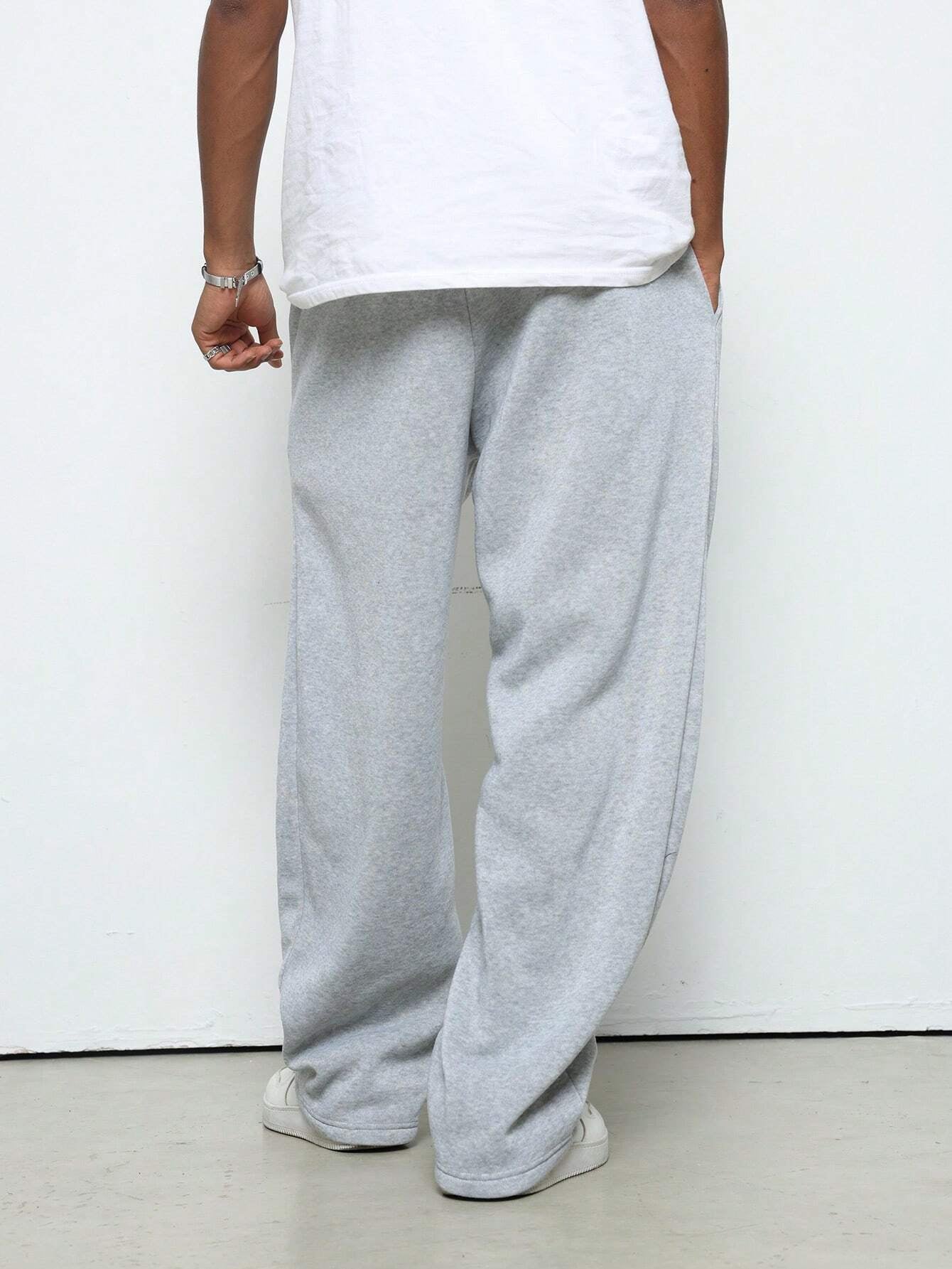 Manfinity Hypemode Manfinity Hypemode Men'S Solid Color Drawstring Waist Wide Leg Loose Casual Sweatpants