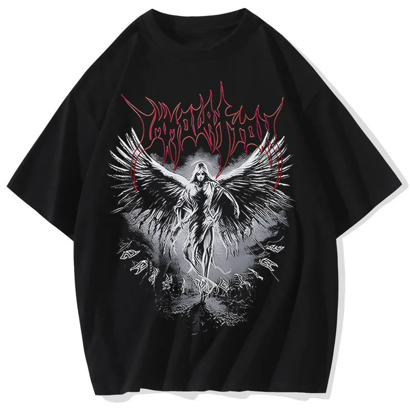 Y2K T-Shirt Gothic Punk Style Men T Shirt Clothes Harajuku Oversized Top Tee High Street Hipster Summer Streetwear Anime Clothes