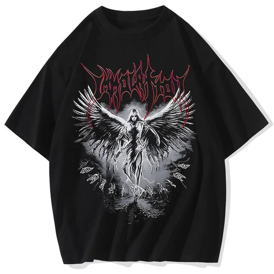 Y2K T-Shirt Gothic Punk Style Men T Shirt Clothes Harajuku Oversized Top Tee High Street Hipster Summer Streetwear Anime Clothes