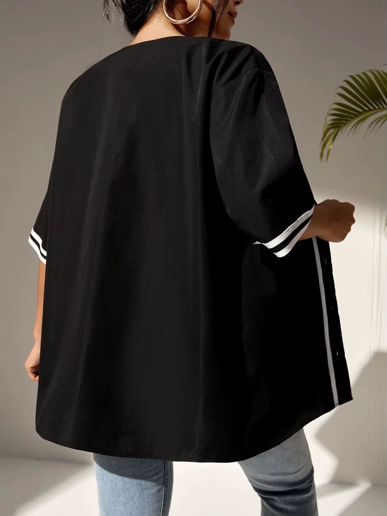 Summer New Broklyn Printed Oversized Black Blouse Women Streetwear Hip Hop Baseball Shirt Hip Hop Short Sleeve Button up Tops